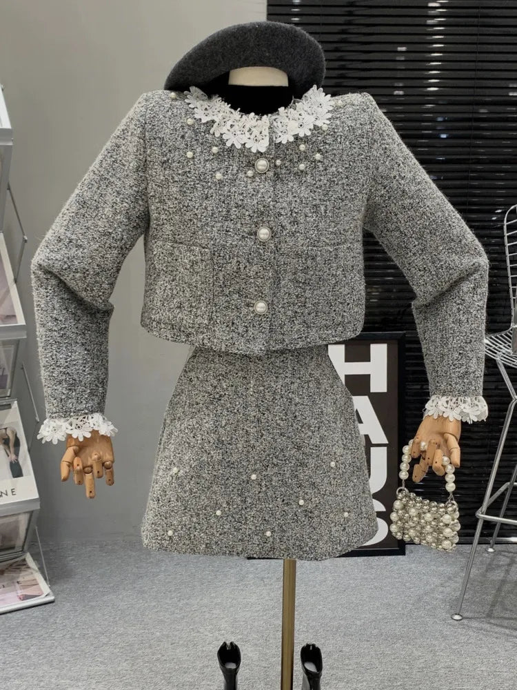 2024 new Winter clothes for women two piece set Jackets Coat + Skirt Female conjuntos para mujeres 2 piece sets women outfit