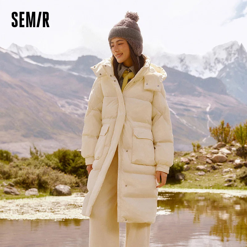 Semir Down Coat Women Long Three-proof Windproof Warm 2025 Winter New Loose Hooded Versatile Jacket