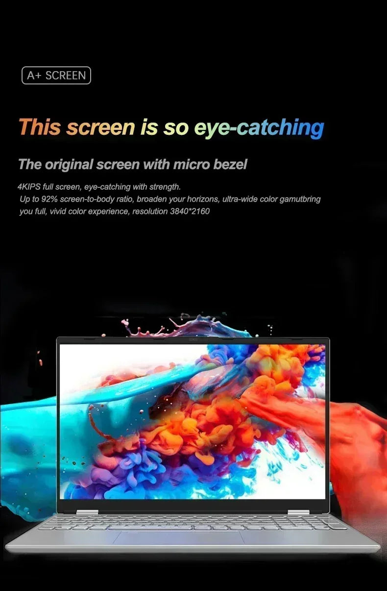 NEW  Laptop Intel N95 4K HD 120HZ Display 32GB+2TB Windows 11 Pro Office Gaming Notebook Computer Fingerprint Unlock PC