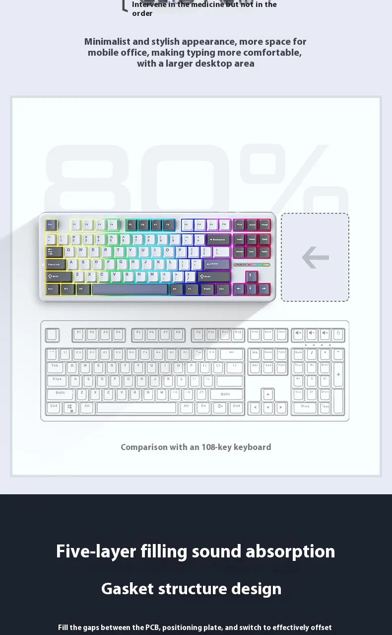 Aula Spider F87 Pro Mechanical Keyboard Wireless Customizable Triple Mode Bluetooth Gaming Esports Computer Side-Engraved Keycap