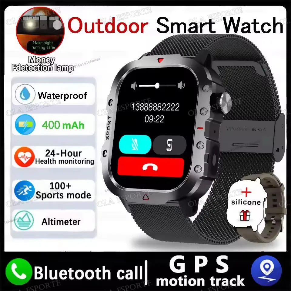 Outdoor Sports Smartwatch New 2025 2.01 inch HD Screen LED Flashlight Bluetooth Talking Smart Watch for Men Women Holiday Gift