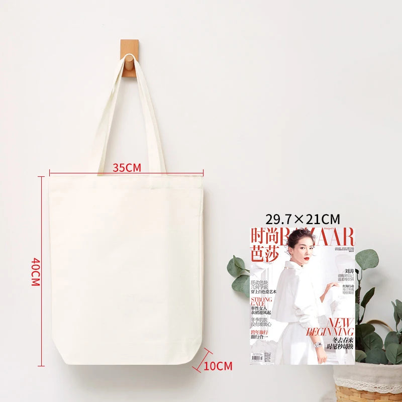 Wholesale Custom 50pcs/Lot Reusable Cotton Grocery Shopping Bags Printed logo High capacity Canvas Tote Bag