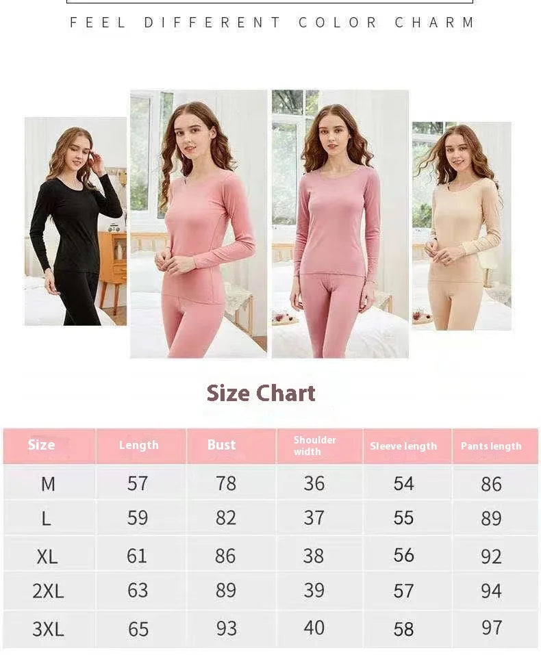 The New Cashmere Silk Thermal Underwear Set of Women's Non-marking Home Wear Wear Grinding Hair Fever Autumn Clothes and Pants