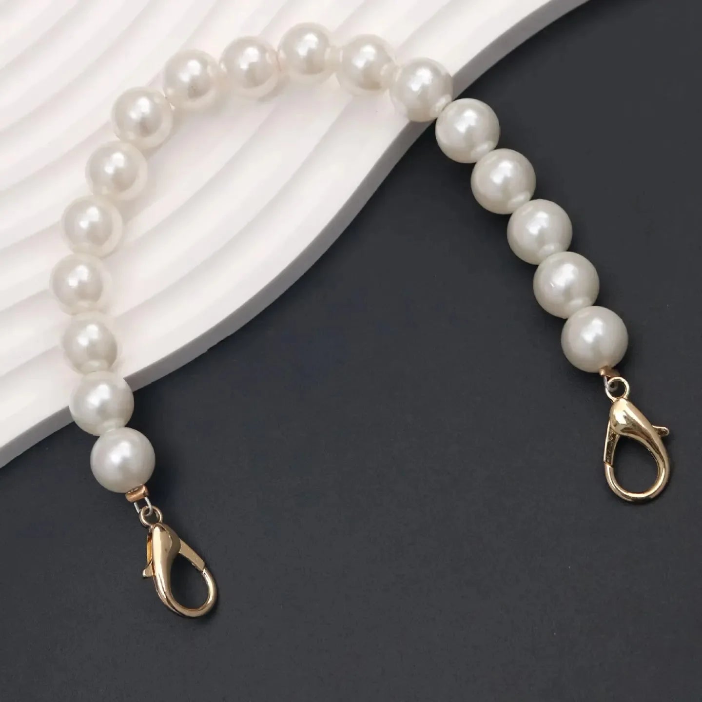 1 Pcs Pearl Purse Chain Strap Pearl Bag Chains Decorations White,12mm Imitation Pearl Bead Bag Chain Short Strap