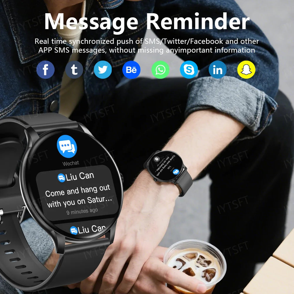LAXASFIT New Smart Watch Men's Full Touch Screen Sports & Fitness Watch Bluetooth Talk Ladies Smart Watch for Android iOS