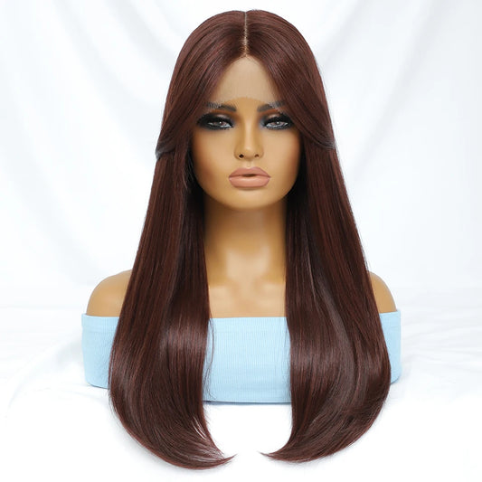 Synthetic Lace Front Wigs Long Straight Blonde Red Wig For Black Women Natural Ombre Brown Cosplay Lace Wig Halloween