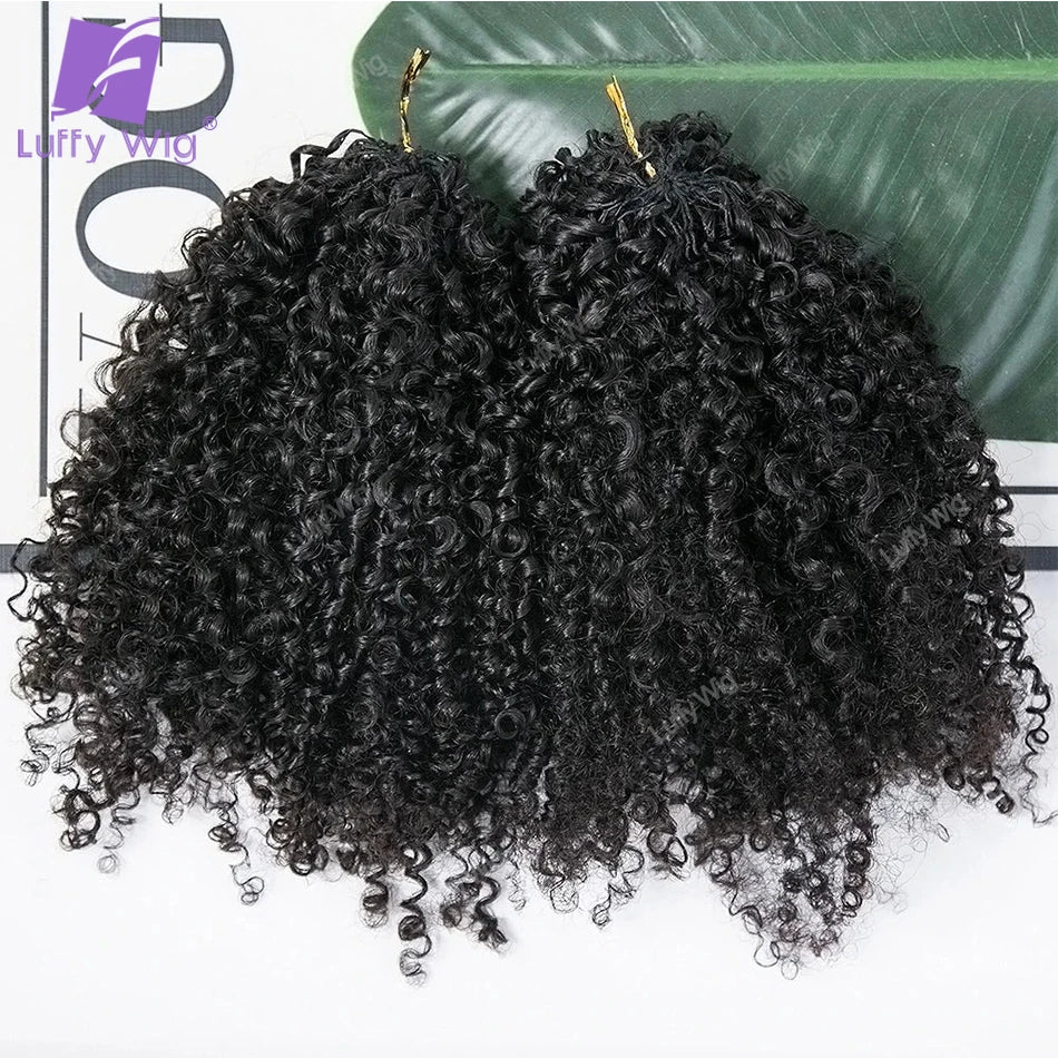Crochet Human Hair Afro Kinky Curly Extensions Pre Separated Knotless Feather Lightweight Hair Crochet Bundles For Boho Braids