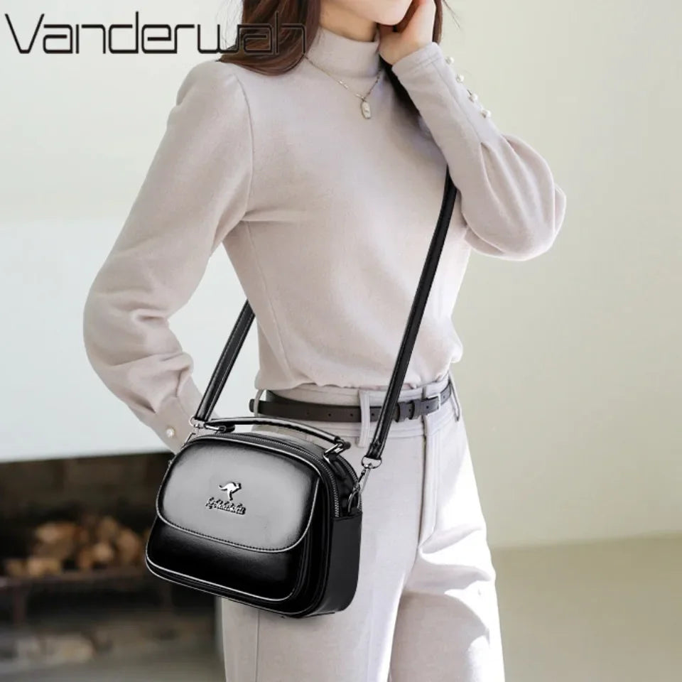 VANDERWAH Small Round Bag for Women Luxury Designer Handbag Lady High Quality Soft Leather Shoulder Bag Retro Color Commuter Sac