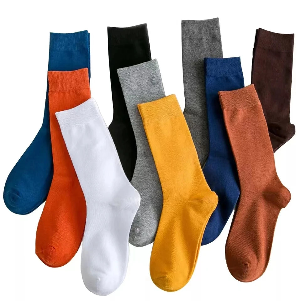 5 Pairs High Quality Spring Autumn Men's Cotton Socks Size38-45 Long Socks For Men Dress Socks Male Gifts Business Casual Sox