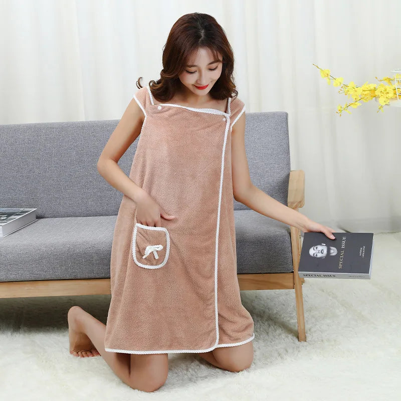Bathroom Wearable Bathrobe Towel Dress Women Shower Female Soft Bath Towel For Adults Lady Home Textiles Bath And Sauna Towels