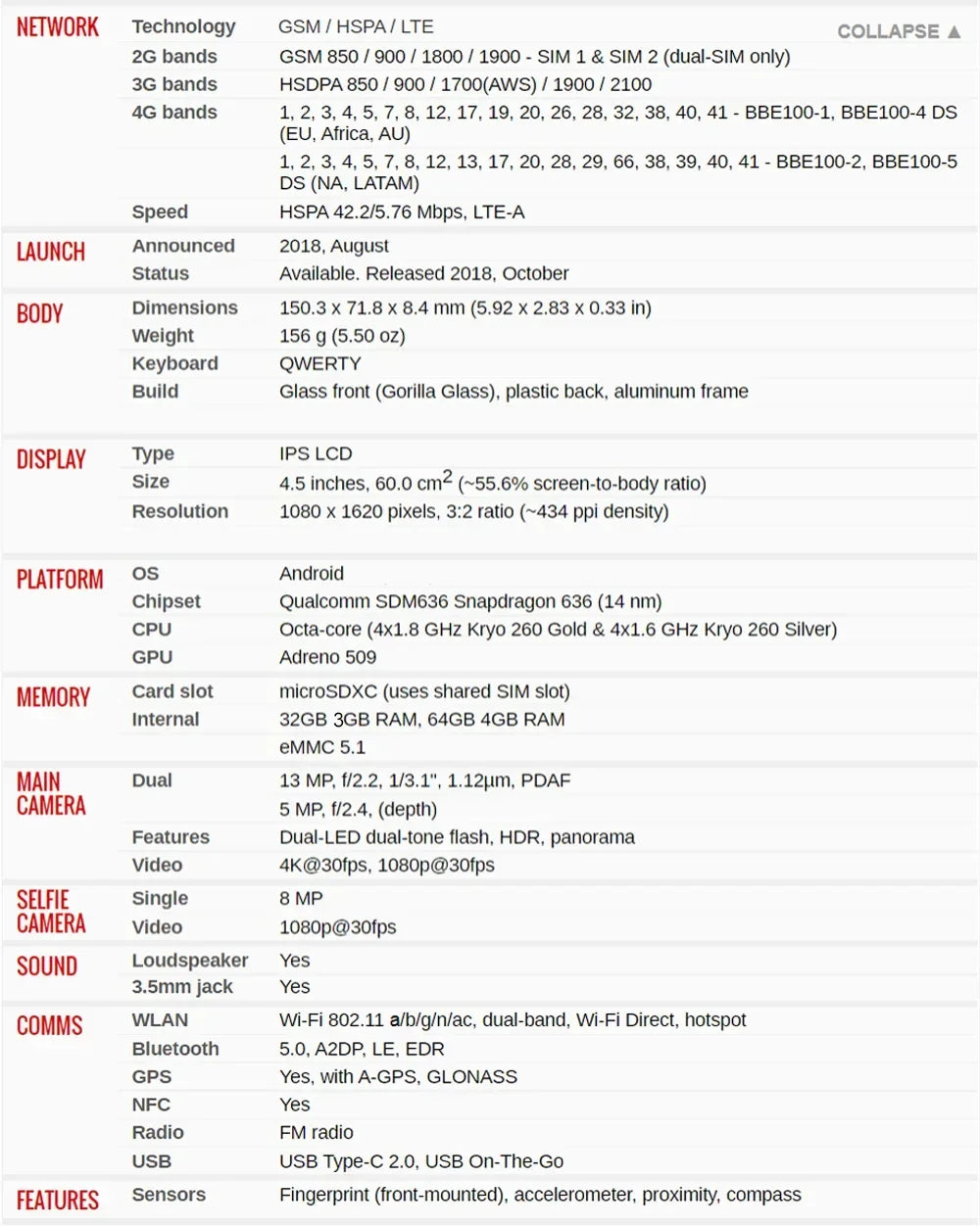 BlackBerry Key2 LE 4G LTE Mobile Phone 4.5'' IPS LCD 3GB/4GB RAM 32GB/64GB ROM 13MP+5MP Octa-Core Android Keyboard SmartPhone