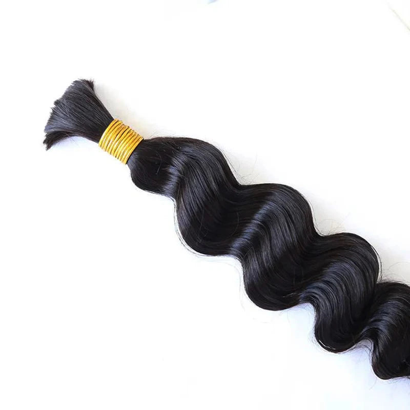100g Human Hair Bulk for Braiding 16-26 inch Loose Deep Wave Natural Black Indian Remy Boho Braids Hair Bulk Extension Bobbi