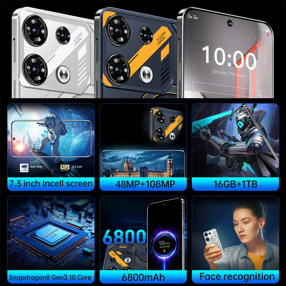 2025 NEW Pova 5 Pro 6800mAh Android 13 Global Version Cell Phone Original 4G 5G Smartphone 7.3HD Dual Sim Smart Mobile Phones