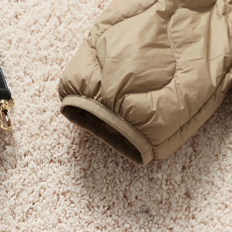 Autumn and Winter New Women's Lightweight Down Jacket Fashion Warm Windproof Slim White Duck Down Hooded Mature Women's Jacket