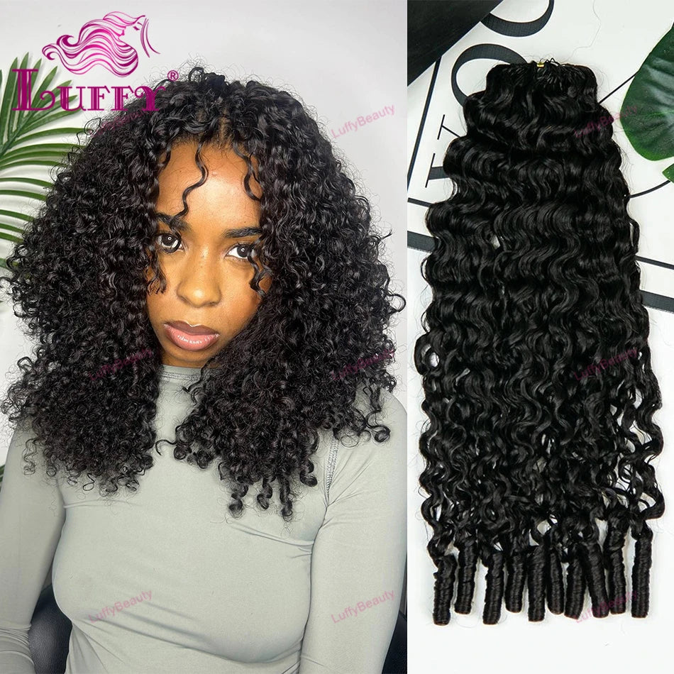 Curly Crochet Human Hair Knotless Pre-Separated Crochet Hair Water Curly With String Pre-Looped Feather Hair Extensions