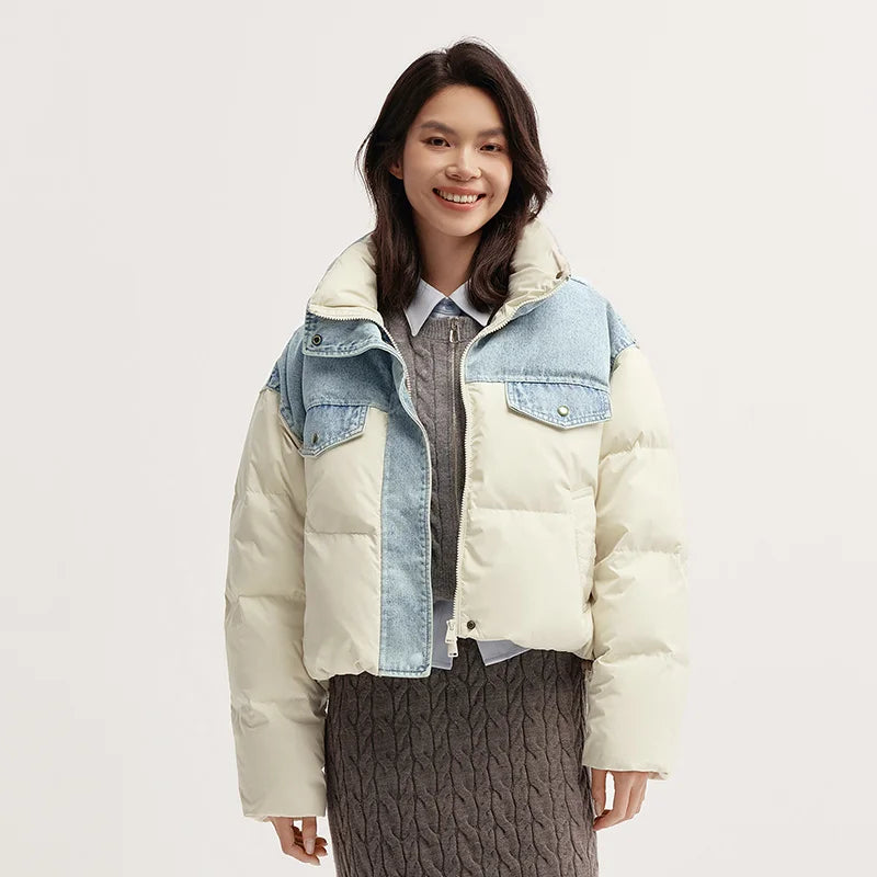 Semir Down Jacket Women Waterproof Patchwork Oversize Stand Collar 2025 Winter New Trendy Coat