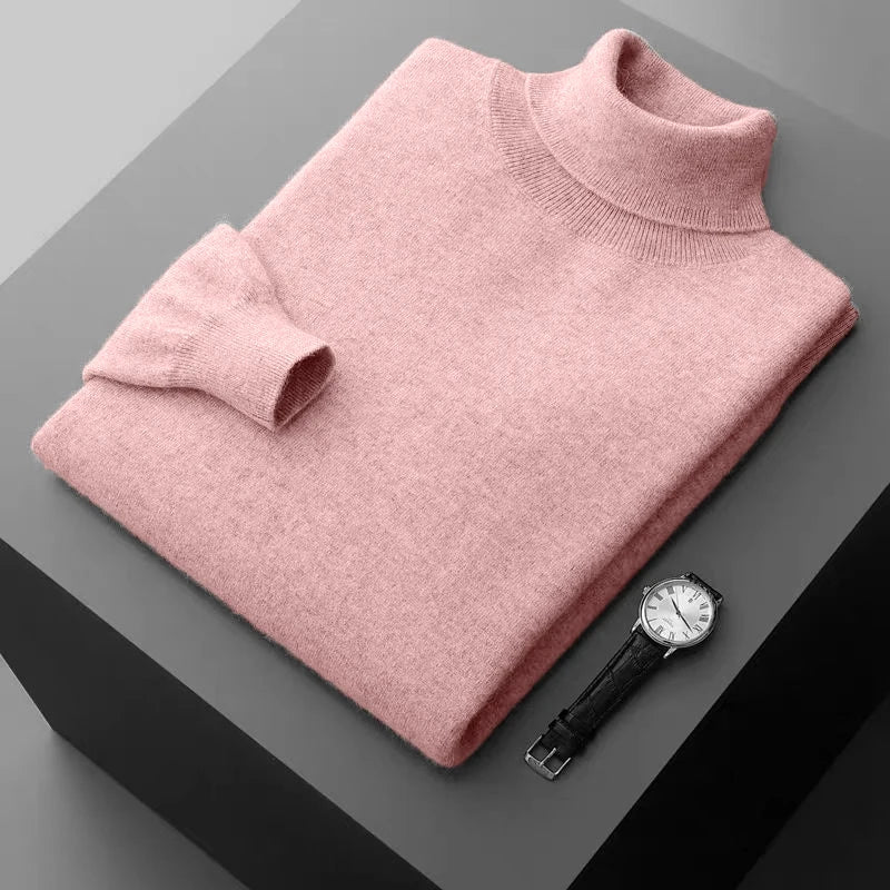 New Men's Turtleneck Pullover Sweater Solid Color Knitted outerwear winter Warm Woolen Sweaters Thick Heavyweight streetwear