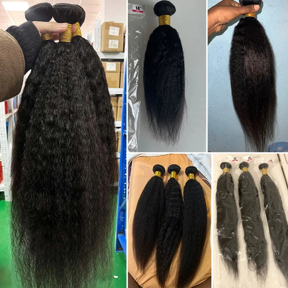 Yaki Straight Human Hair Bundles 100g Per Bundle 100% Human Hair Extensions Sew In Weaves 8-26 Inch Natutral Color 1/3/4 Bundles