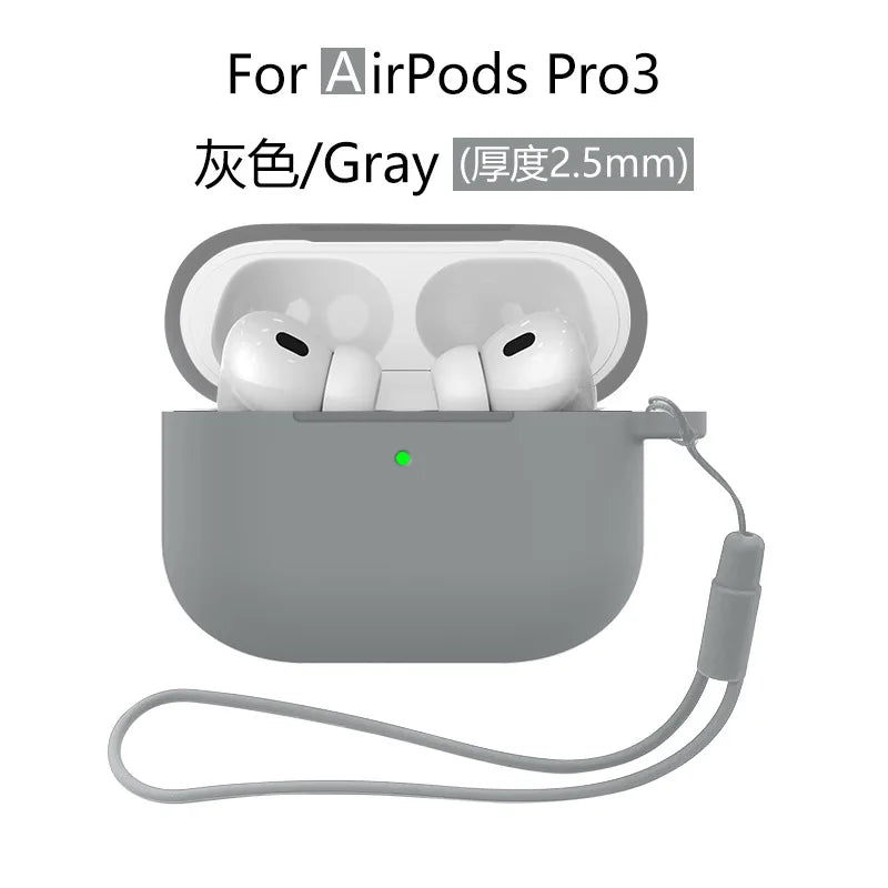 for AirPods Pro 3 Case Cover 2025 with Lanyard Soft Skin Silicone Protective Shockproof Case For AirPods Pro 3 Case Accessories