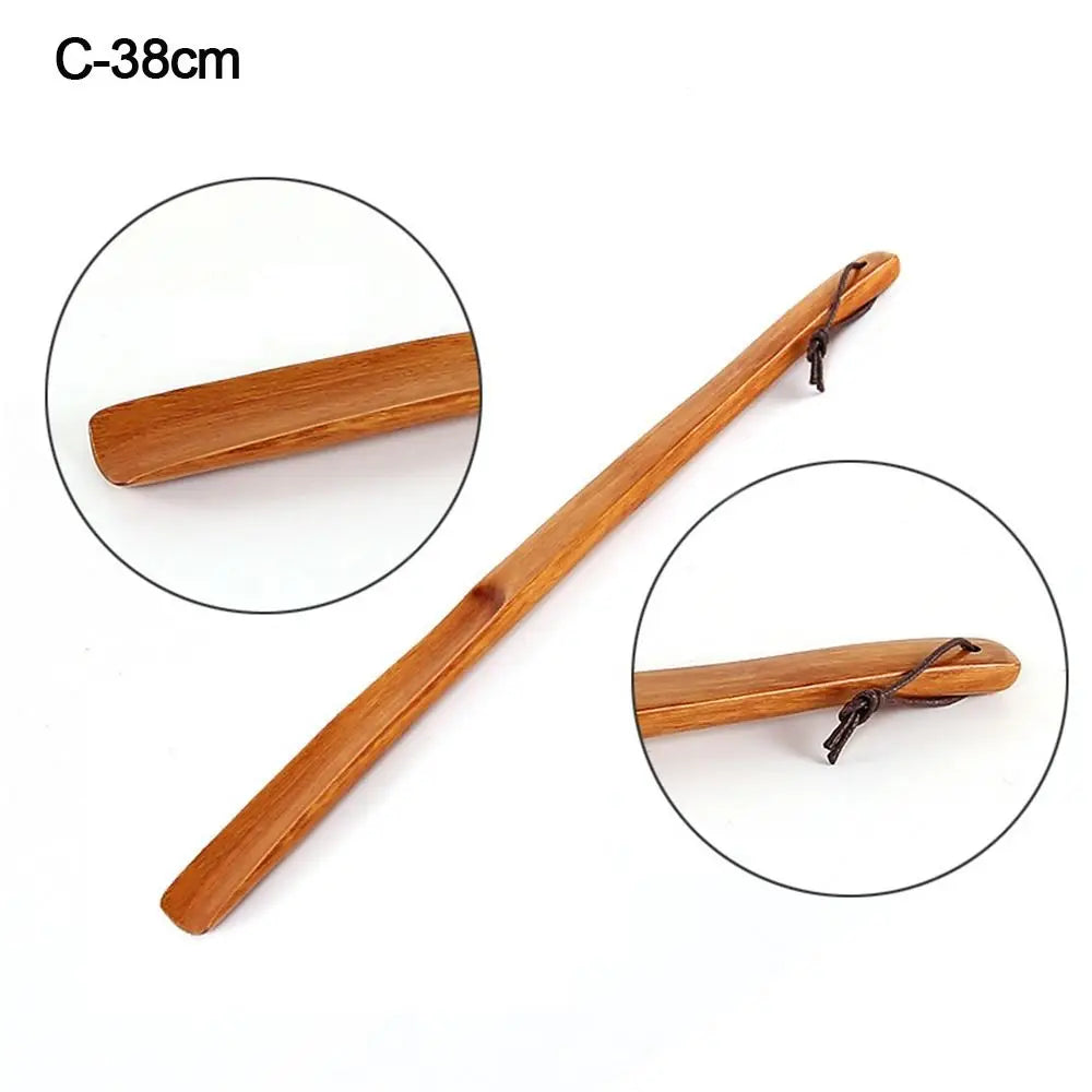 Wooden Shoe Horn Easy On Off Long Handle Hanging Loop Without Bending Over Shoe Horn For Seniors Pregnant Women