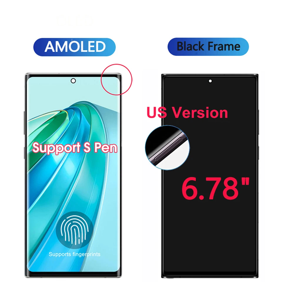 6.8"NEW AMOLED Display For Samsung Galaxy S22 Ultra 5G LCD Display Touch Screen Digitizer Assembly For Samsung S22 Ultra Display
