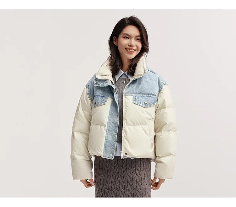 Semir Down Jacket Women Waterproof Patchwork Oversize Stand Collar 2025 Winter New Trendy Coat