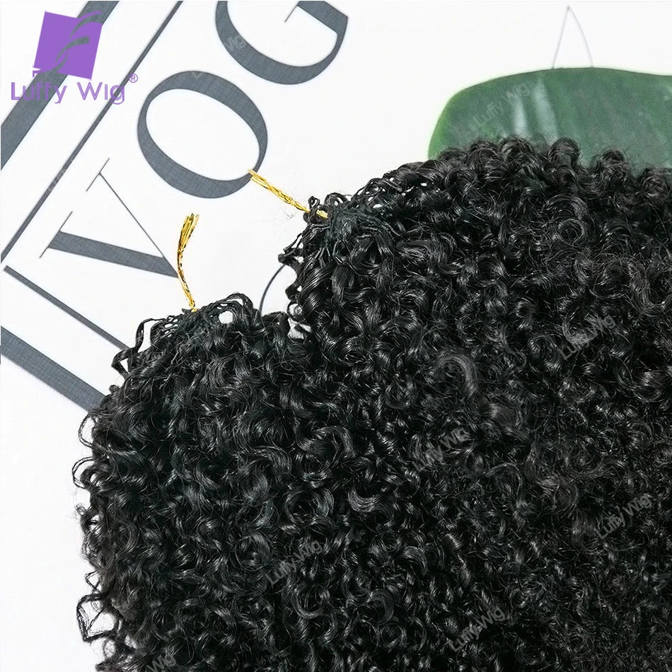 Crochet Human Hair Afro Kinky Curly Extensions Pre Separated Knotless Feather Lightweight Hair Crochet Bundles For Boho Braids