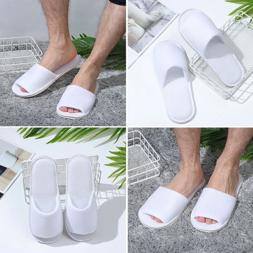 5 Pairs Comfortable Breathable Non Slip Sole SPA Guest Slippers Open Toe Slippers Hotel Shoes Hotel Supplies