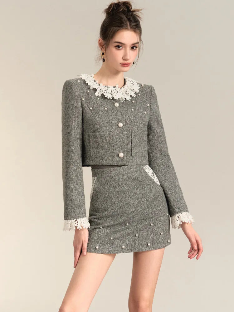 2024 new Winter clothes for women two piece set Jackets Coat + Skirt Female conjuntos para mujeres 2 piece sets women outfit