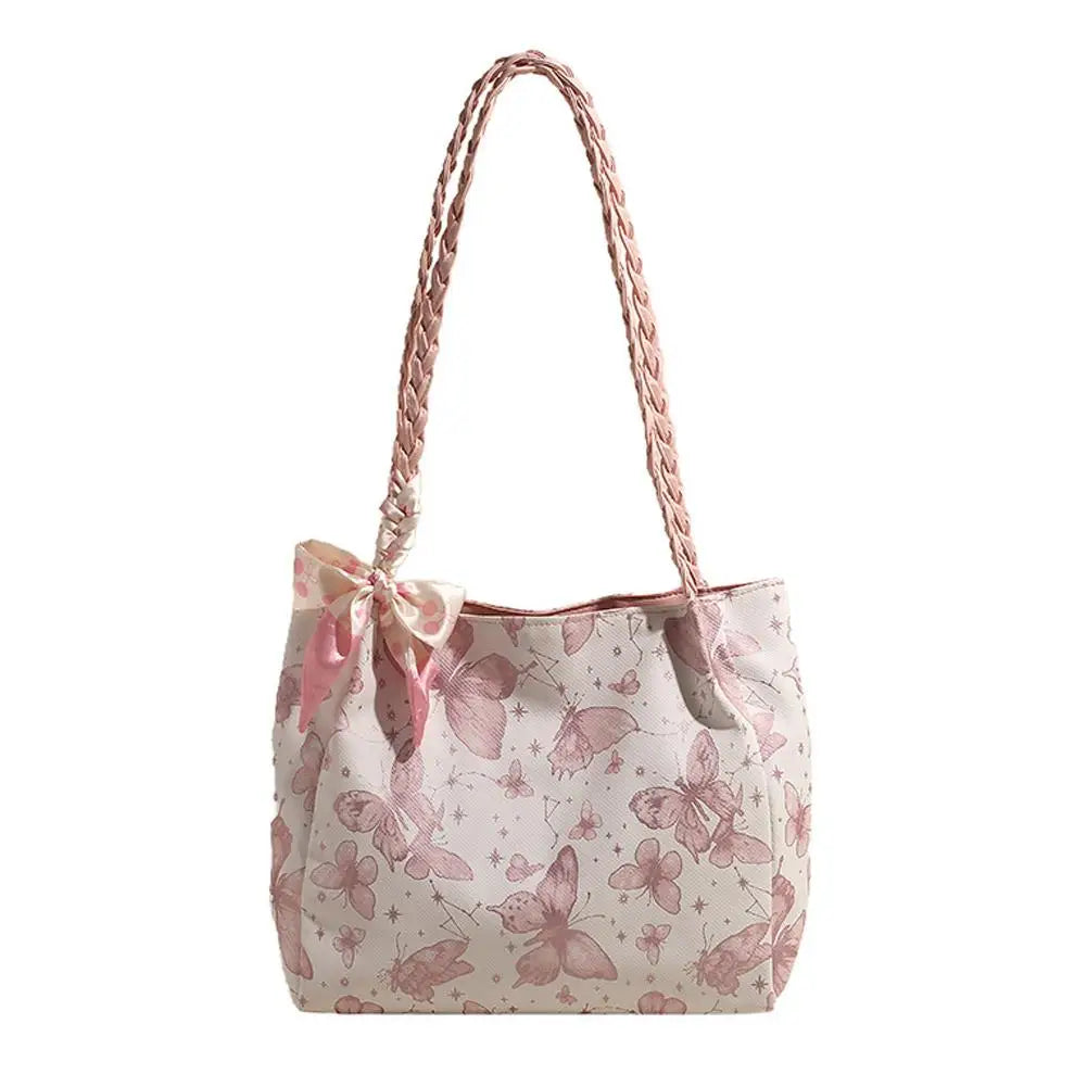Large Capacity Shoulder Bag Bow Design Simple Unique Gentle Casual Underarm Bags Work  School Commuting Practical Carrying Bag