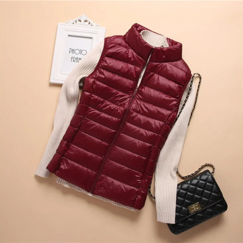 New Down Lightweight White Duck Down Vest Short Sleeveless Vest  Autumn/Winter Slim Fit Ultra Light Down Jacket Women Jackets