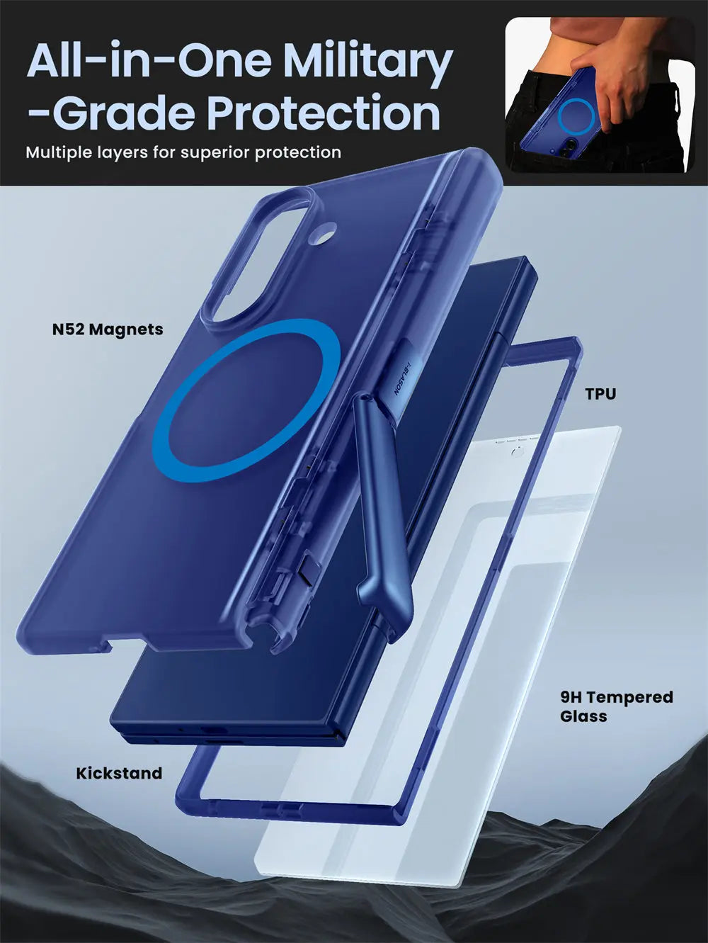 For Samsung Galaxy Z Fold 7 Case I-BLASON Cosmo Full Protective Hinge Protection Magnetic Case with MagSafe Stand & S Pen Holder