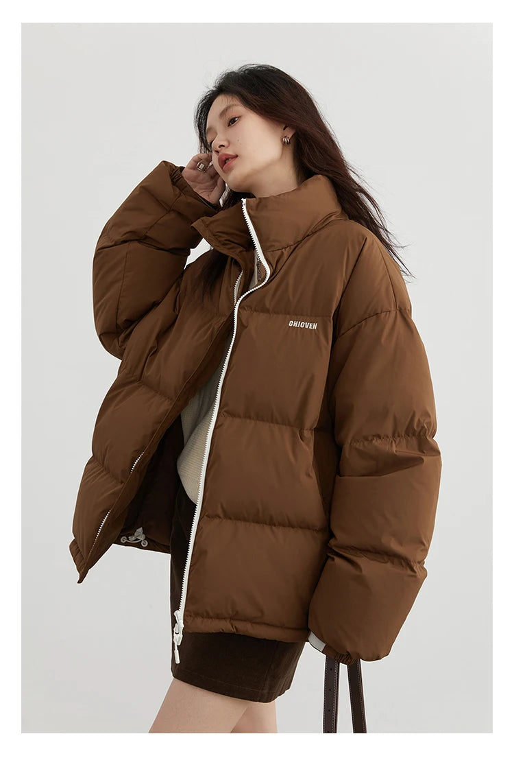 CHIC VEN Women Down Coats Streetwear Solid 90 White Duck Down Stand Collar Female Down Jacket Warm Ladies Overcoat Winter 2024