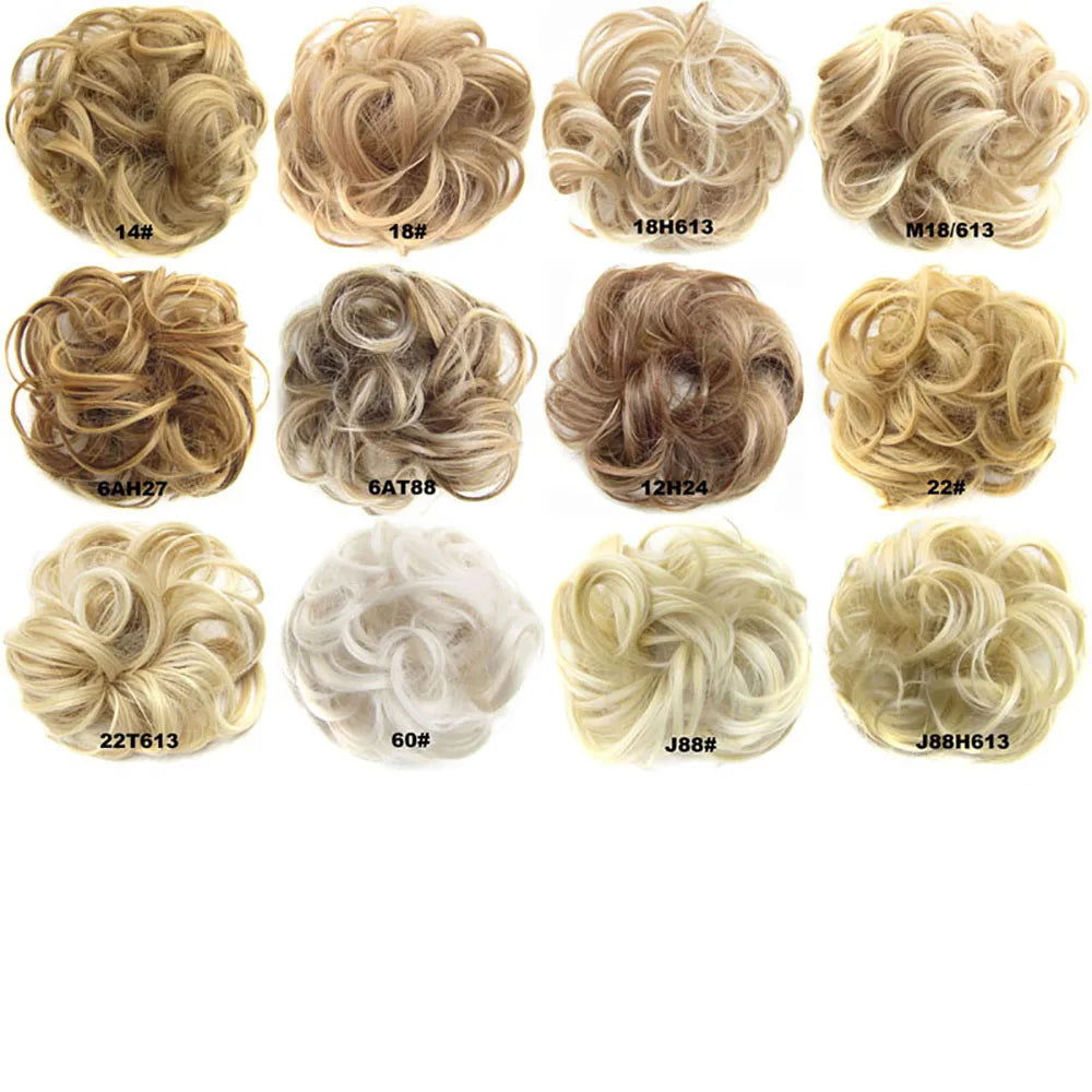 Jeedou Synthetic Messy Curly Hair Bun Chignon Donut Pad Elastic Hair Rope Rubber Band Hairpiece For Woman