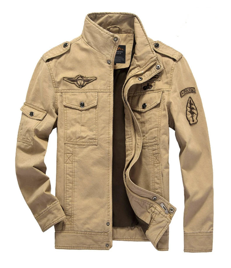FGKKS 2023 Military Loose Men's Jacket New Autumn Casual Cotton Workwear Jacket High-Quality Design Bomber Jackets Male