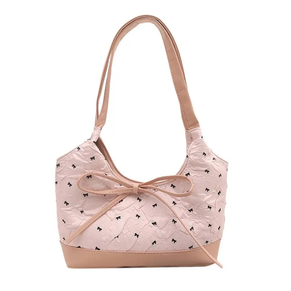 Large Capacity Shoulder Bag Bow Design Simple Unique Gentle Casual Underarm Bags Work  School Commuting Practical Carrying Bag