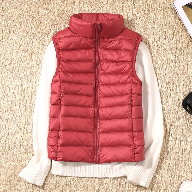 New Women Sleeveless Women's Ultra Light Down Vests Slim Jacket Girl Gilet Plus Lightweight Windproof Warm Waistcoat Portable