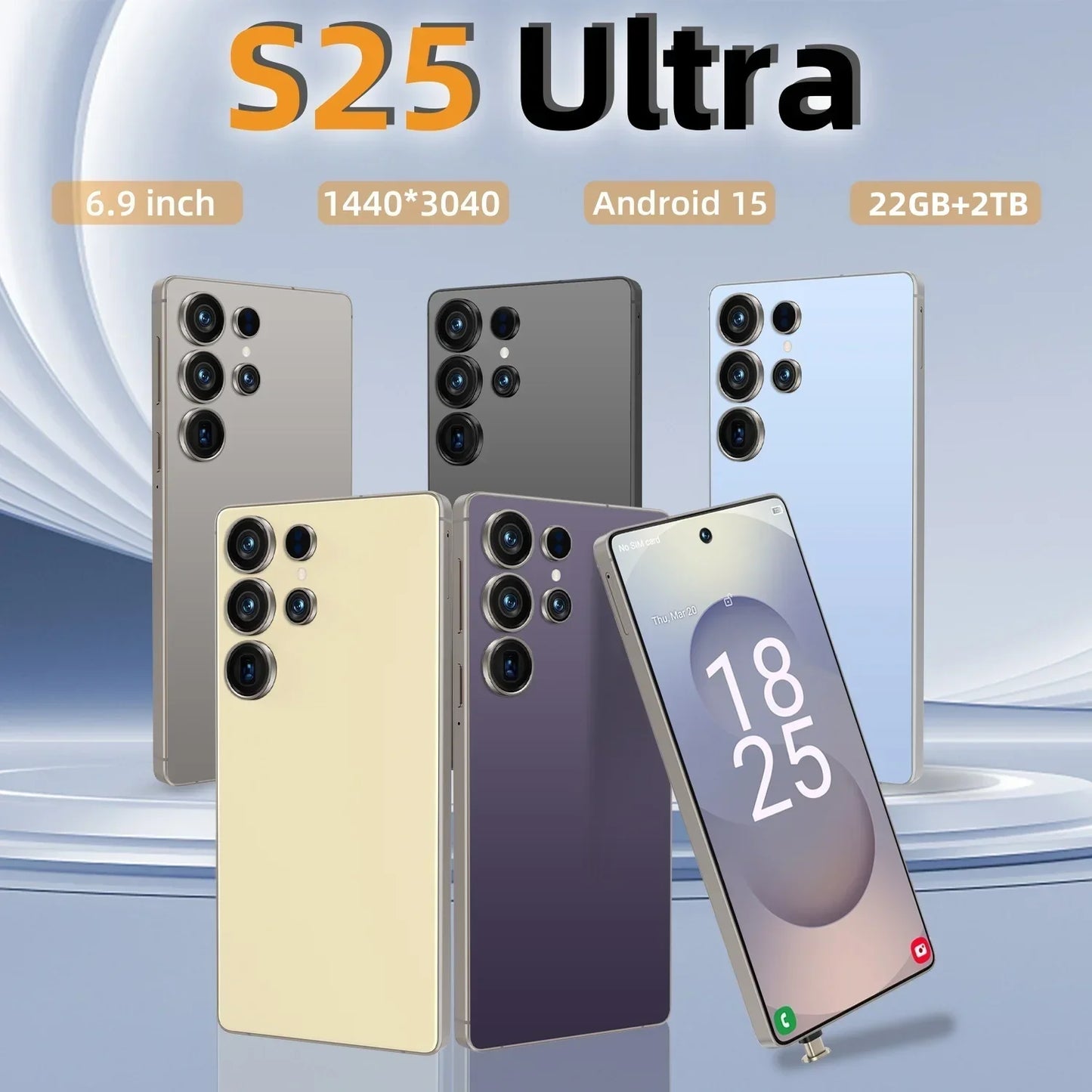 2025 NEW HOT S25 Ultra 22GB 2TB 7.3inch HD Global Edition Original Smart Dual Card 8000mAh Battery Facial Recognition Function