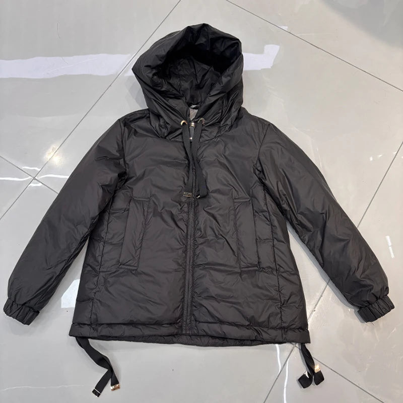 Schinteon Women's 90% White Duck down Jacket Casual Loose Oversize Autumn Winter Outwear with Hood Top Quality Coat 2025 New