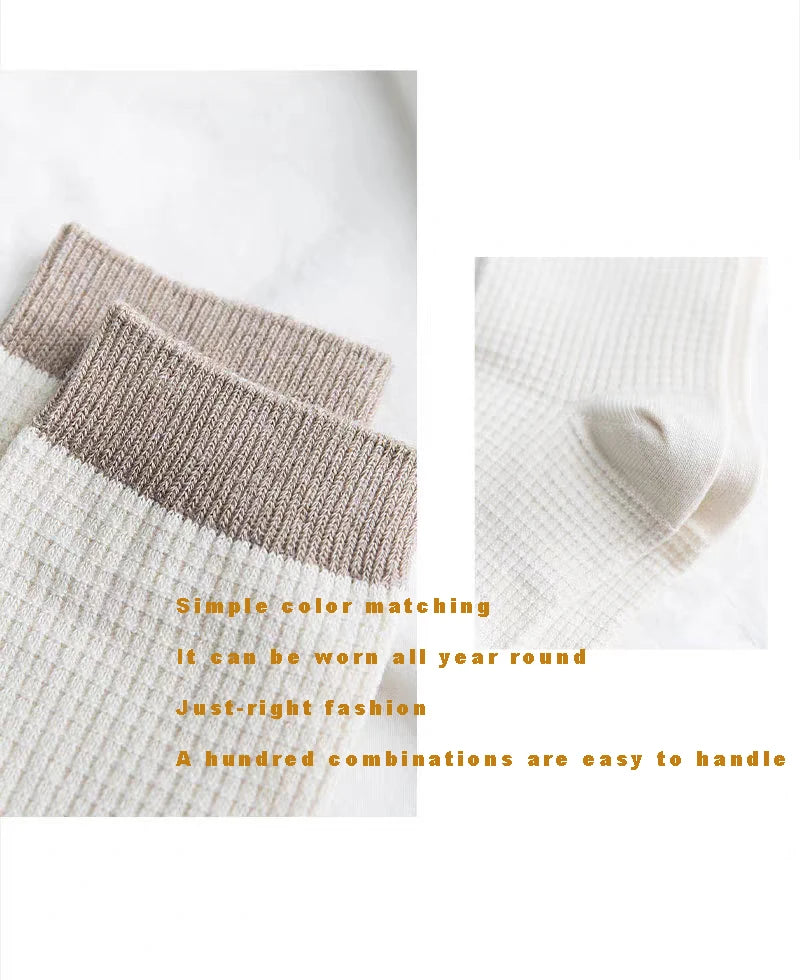 High-quality Harajuku Socks Men's mid-calf socks double-needle business and casual sock Long and warm autumn and winter socks