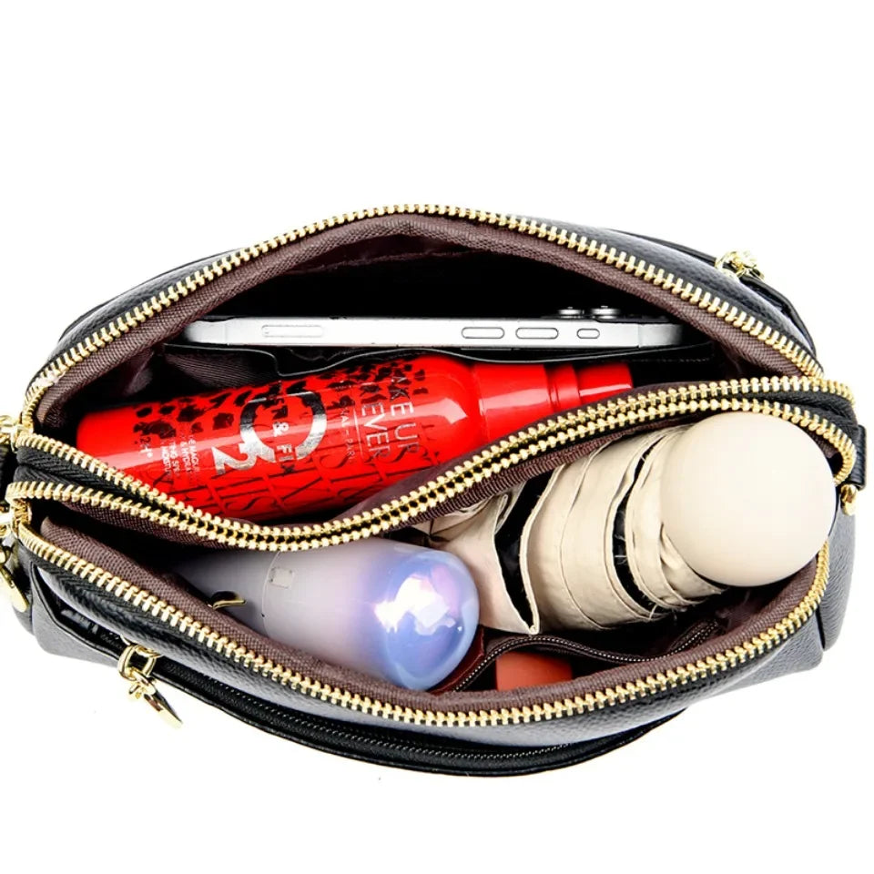 Women Soft Leather Shoulder Bag Simple Designer Solid Color Crossbody Bag Versatile Purses Messenger Commuter Shopper Sac A Main