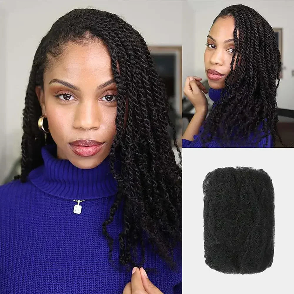 Afro Kinky Curly Bulk Human Hair For Braid Twists Curly Hair Extension Peruvian Hair for Dreadlock Extension Create Dreadlocks