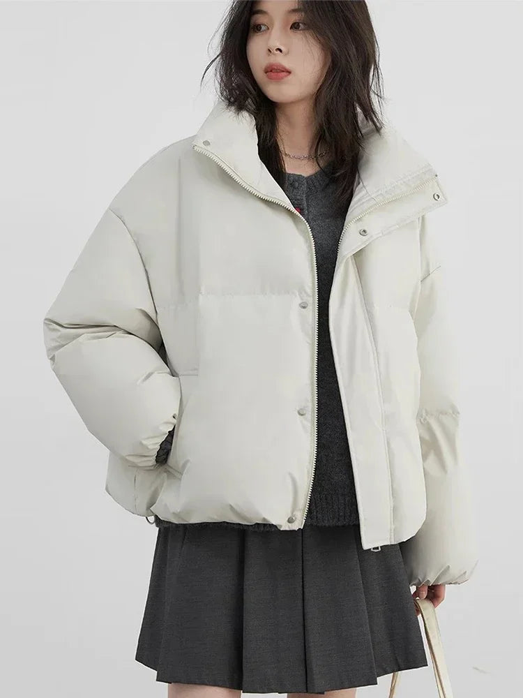 CHIC VEN Women Down Coats Solid Sports Casual Stand Collar PU 90 White Duck Down Ladies Down Jacket Autumn Winter 2025 Clothing