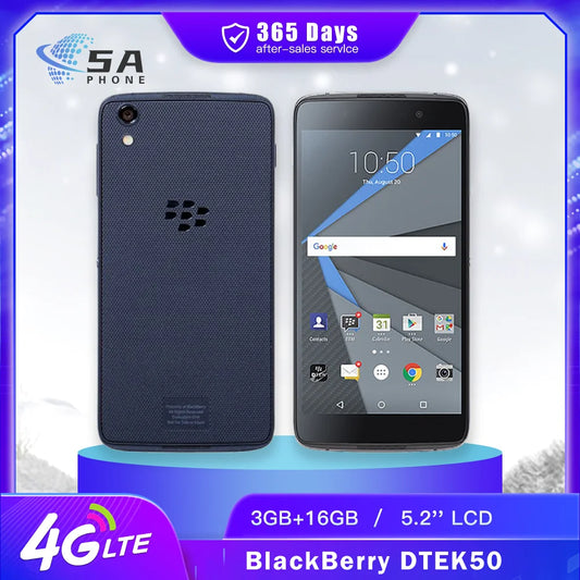 Original BlackBerry DTEK50 4G Mobile Phone 3GB RAM 16GB ROM 5.2'' IPS LCD 13MP+8MP Snapdragon 617 Octa-Core Android SmartPhone