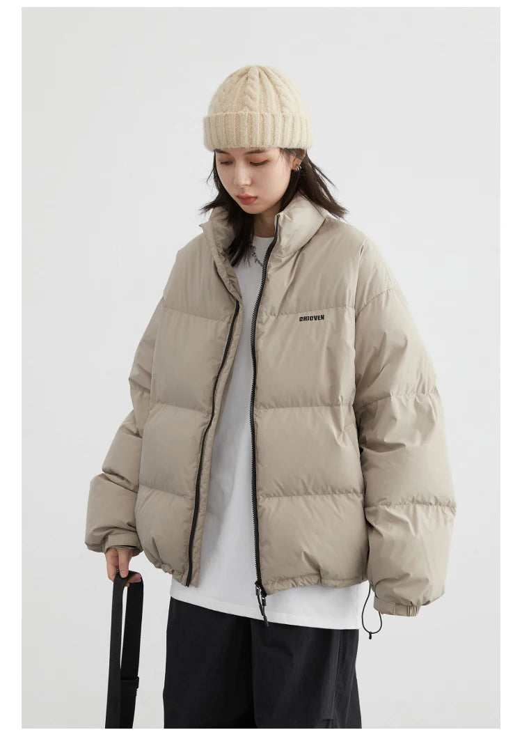 CHIC VEN Women Down Coats Streetwear Solid 90 White Duck Down Stand Collar Female Down Jacket Warm Ladies Overcoat Winter 2024