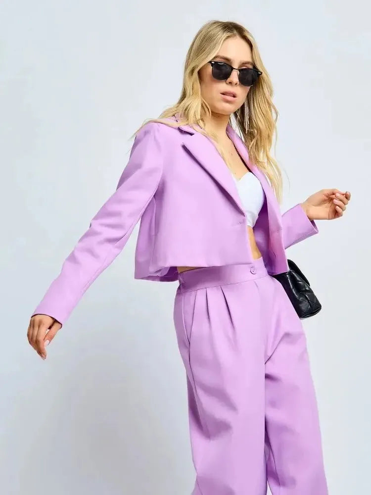 Women's Clothing 2025 Autumn New Fashion Casual Short Small Suit Slim Fit Trousers Women's Suit Костюм Женский Летний