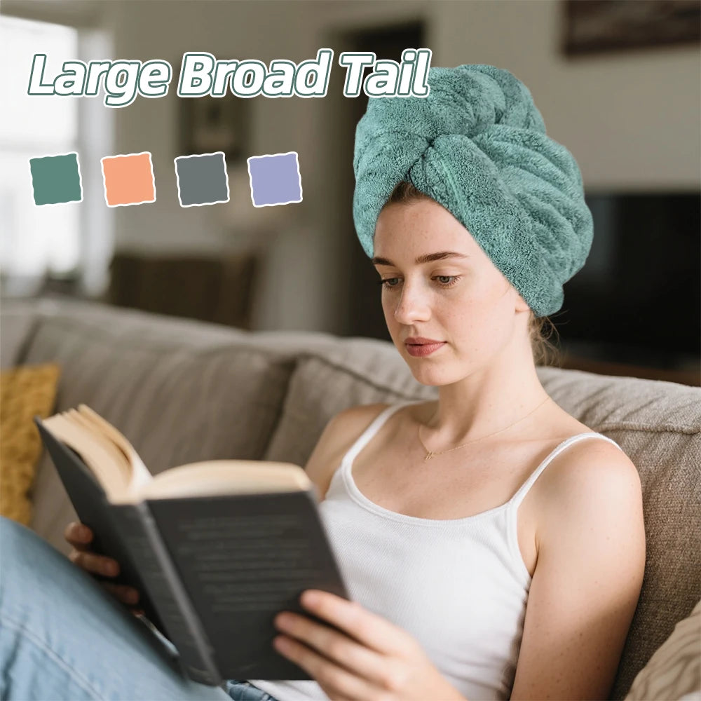 Wide tailed dry hair cap, hair towel for home use, soft and skin friendly, quick water absorption, not easy to shed hair