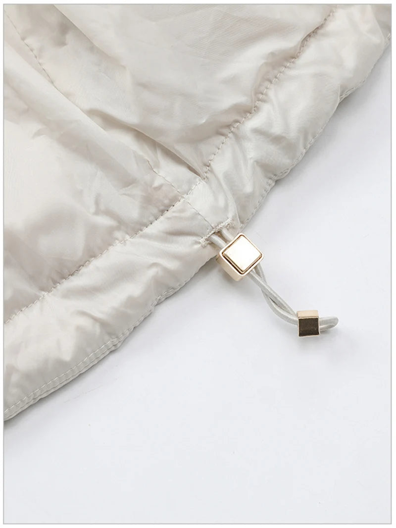 Schinteon Women Camel Down Cape Vest with Hood Loose Sleeveless Gilet Solid Fashionable Autumn Winter Jacket 2025 New