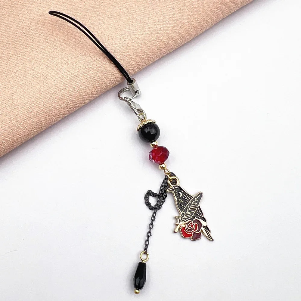 Game Love And Deepspace Sylus Cosplay Phone Chain Crow Rose Pendant Keyring Bag Keychain Accessories Halloween Props Key Chain