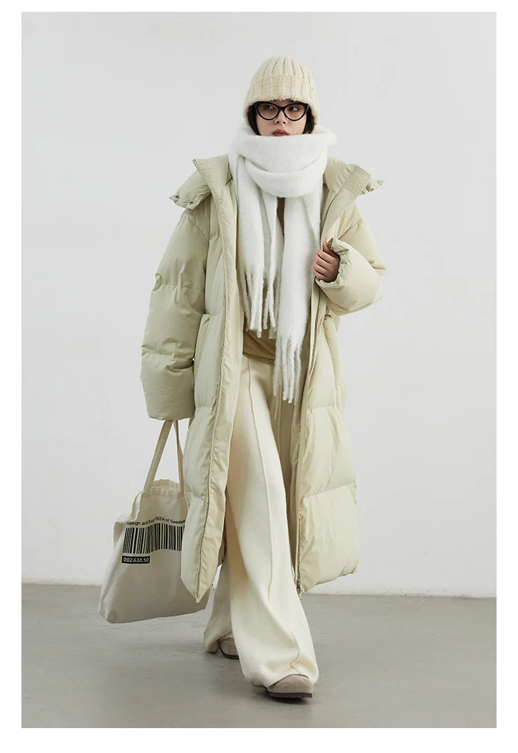 CHIC VEN Korean Women White Down Coats Loose Solid Female 90 White Duck Down Jacket for Woman Tops Autumn Winter 2024 Clothing